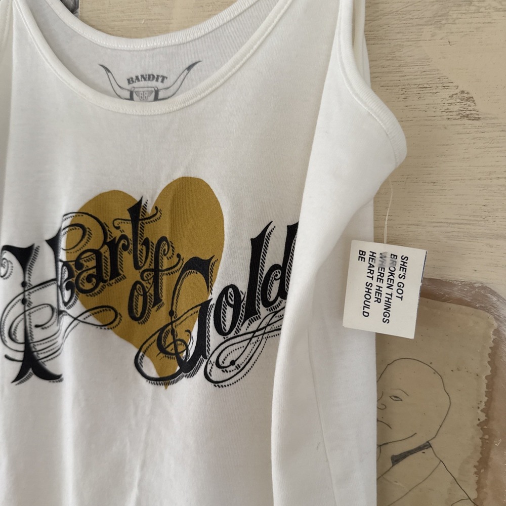 NWT‎ Bandit Brand Women Large Heart Of Gold Tank Top Graphic Tank - Picture 5 of 5